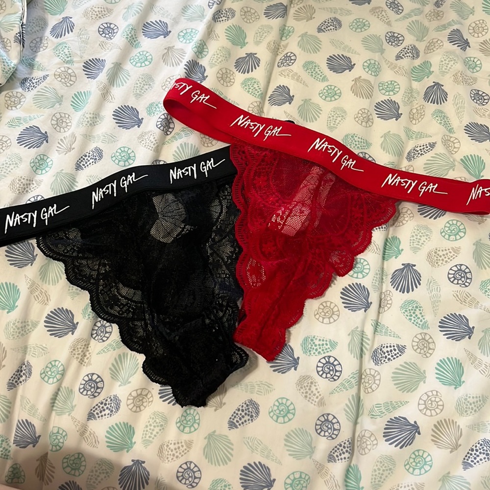 Red & black thong panties